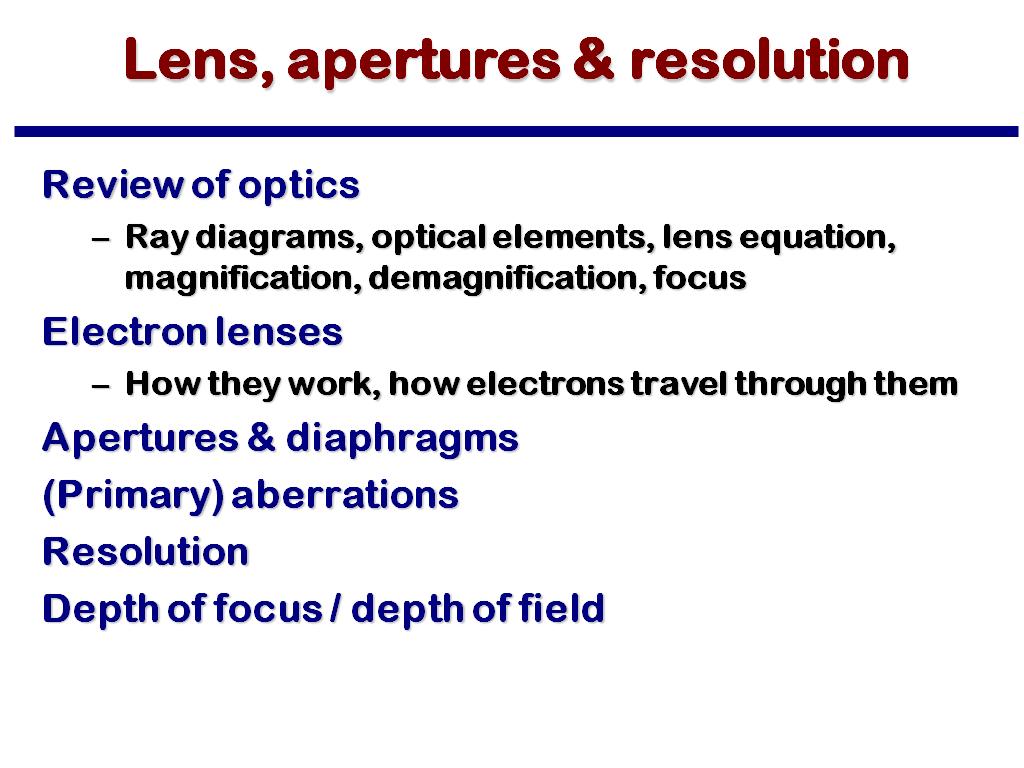 Lens, apertures & resolution