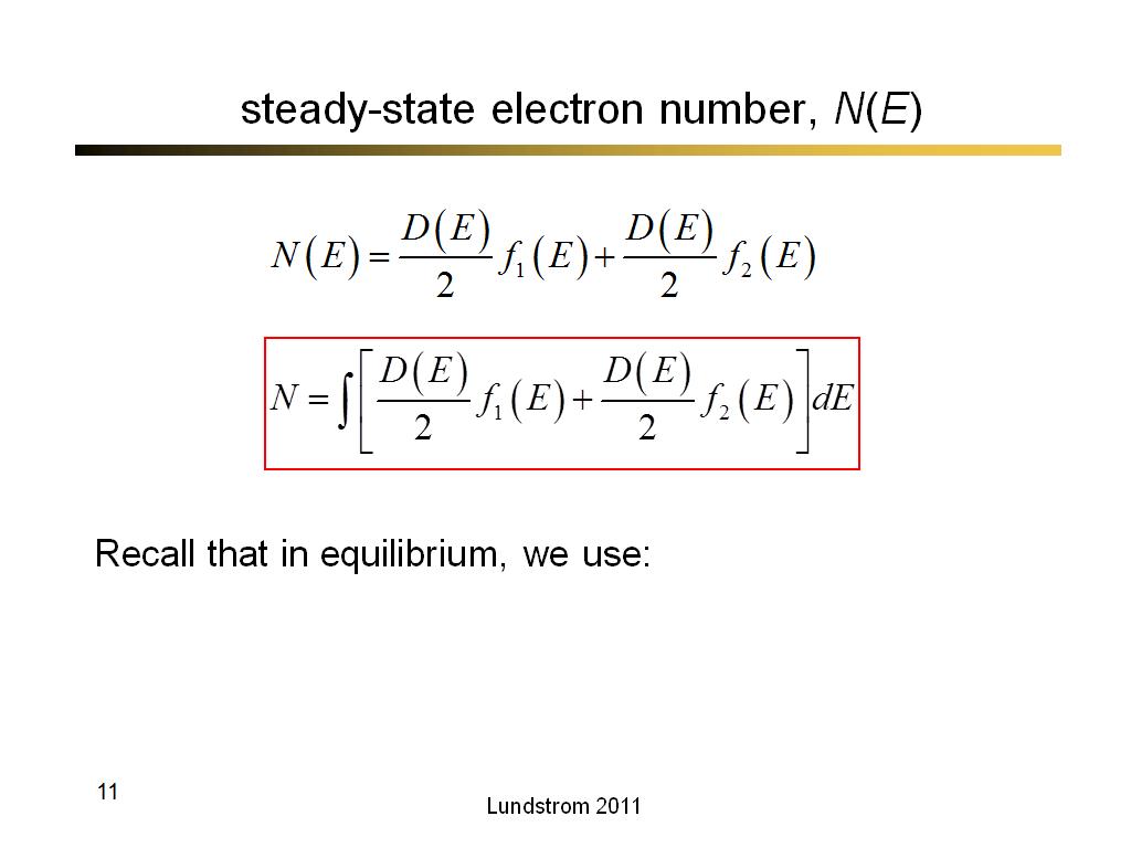 steady-state electron number, N(E)