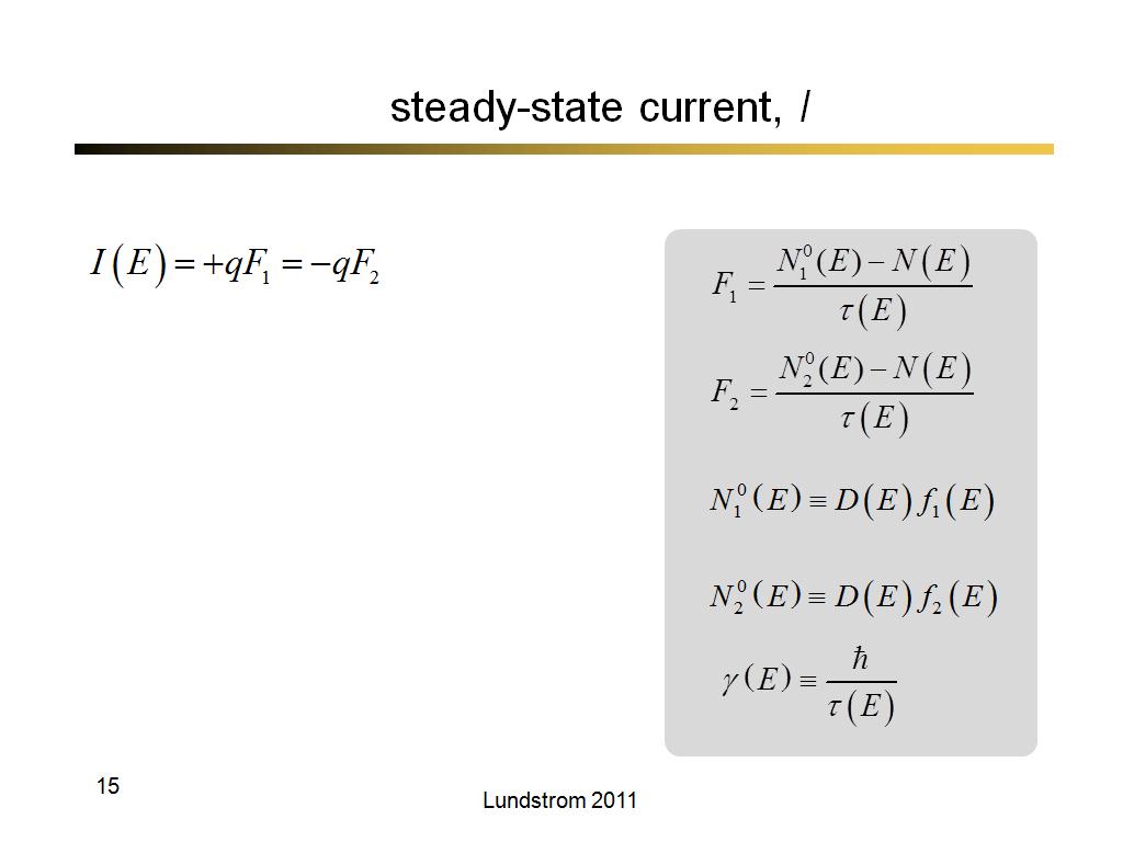 steady-state current, I