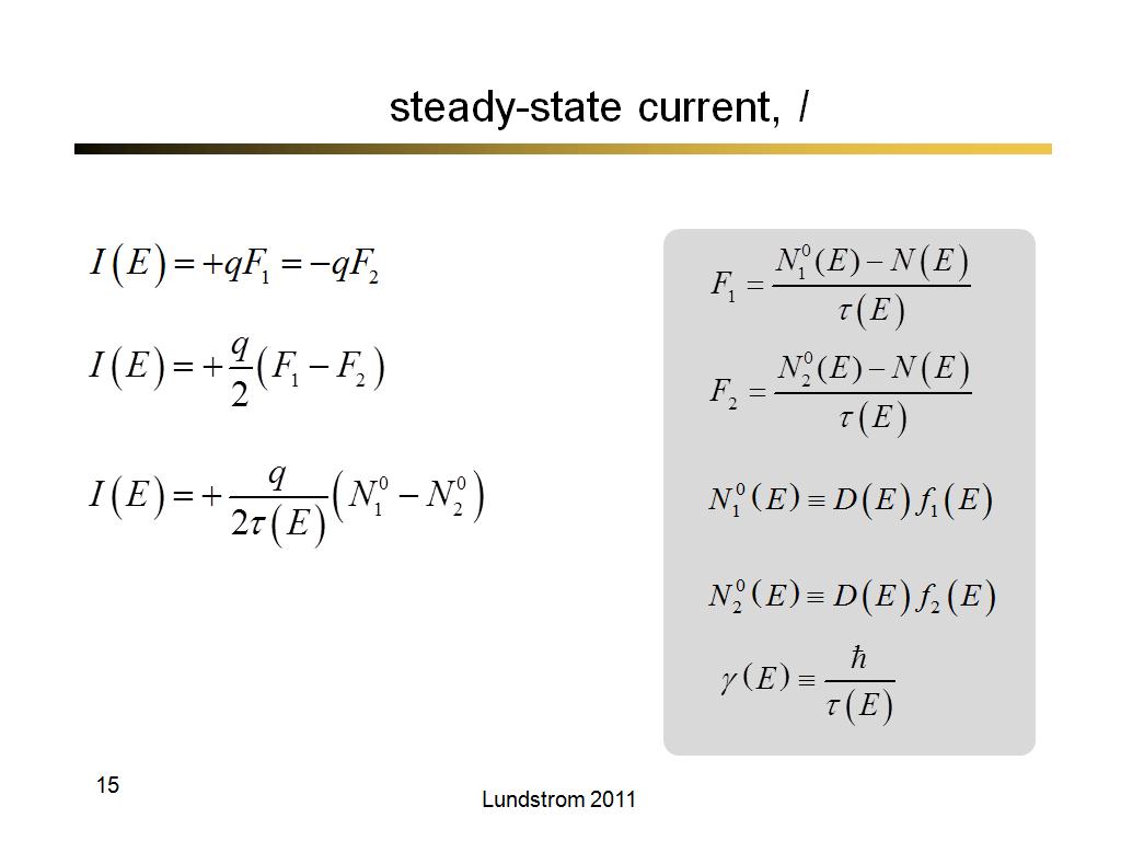 steady-state current, I