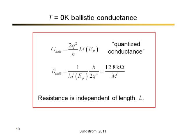 T = 0K ballistic conductance