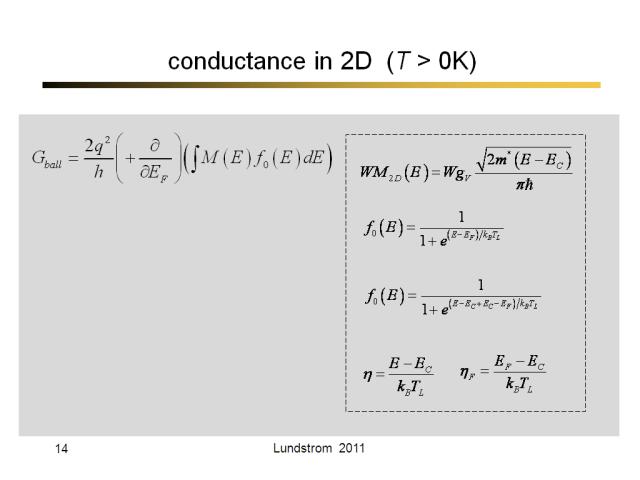 conductance in 2D  (T > 0K)