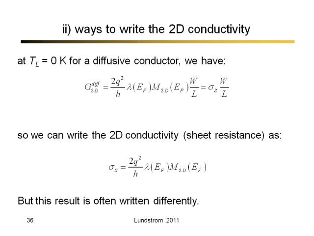 ii) ways to write the 2D conductivity
