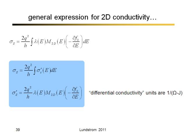 general expression for 2D conductivity…