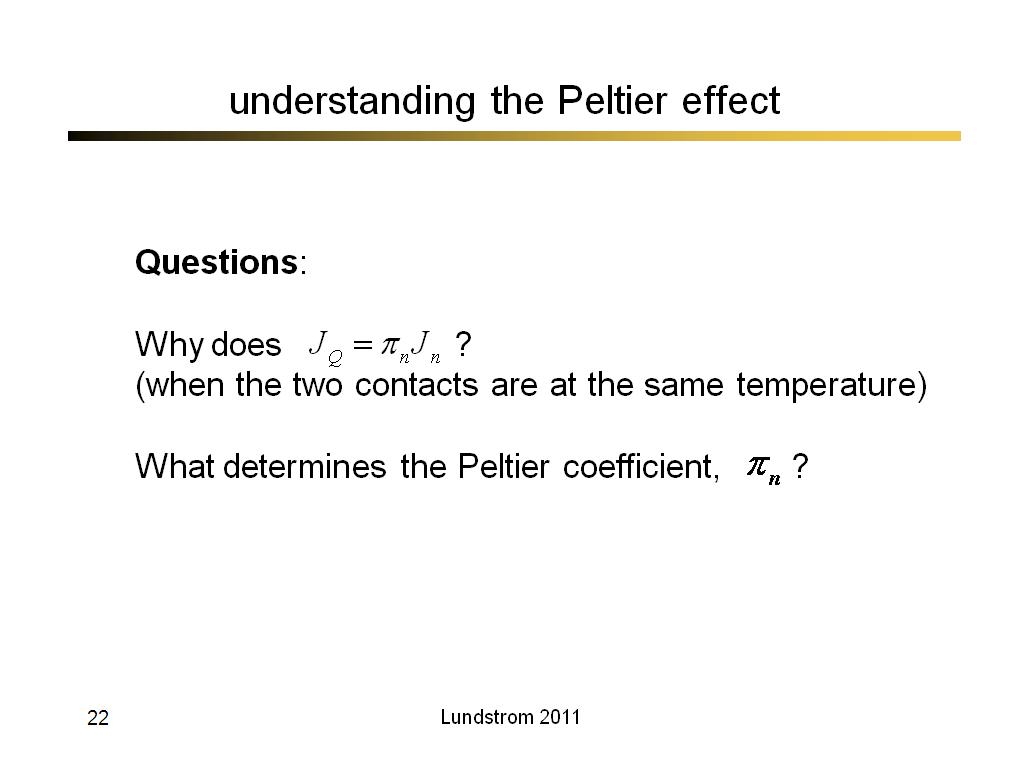 understanding the Peltier effect