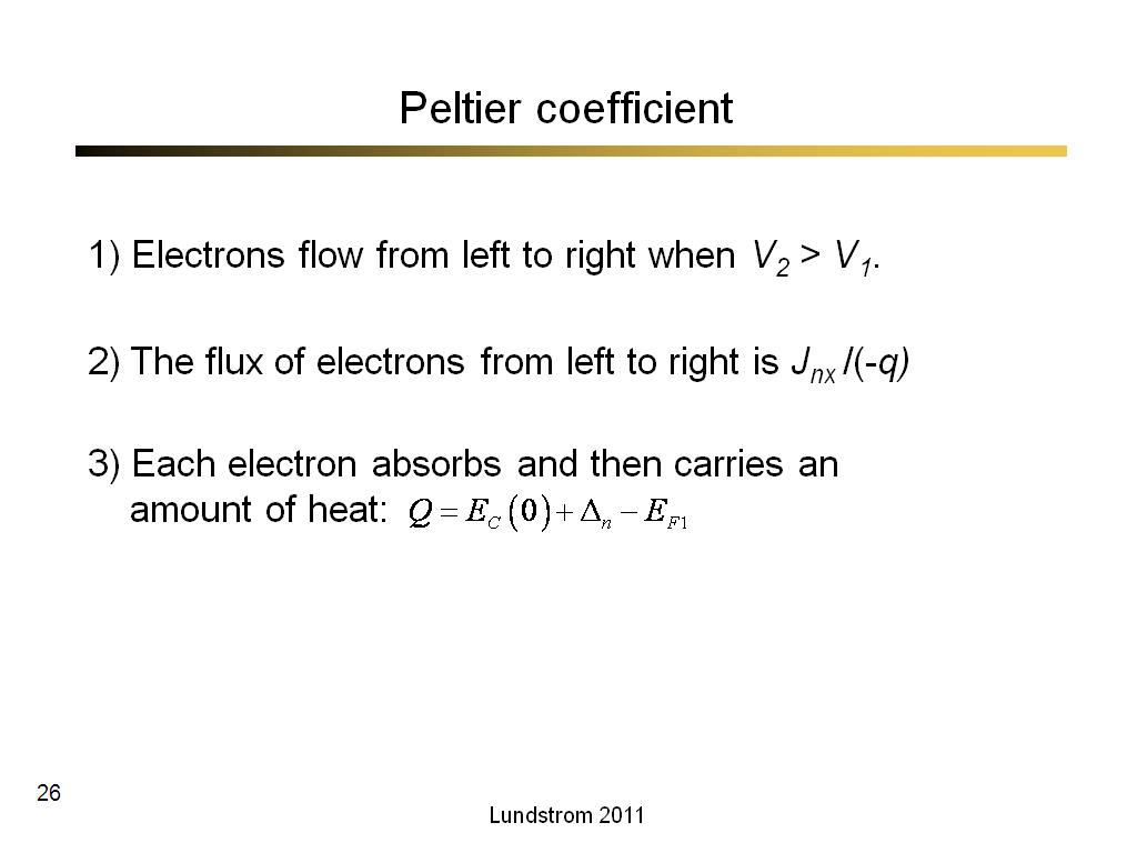 Peltier coefficient