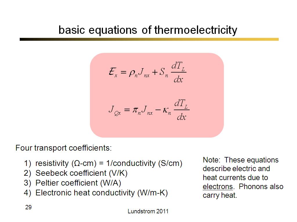 basic equations of thermoelectricity