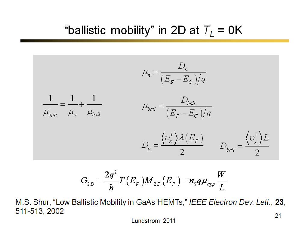 “ballistic mobility” in 2D at TL = 0K