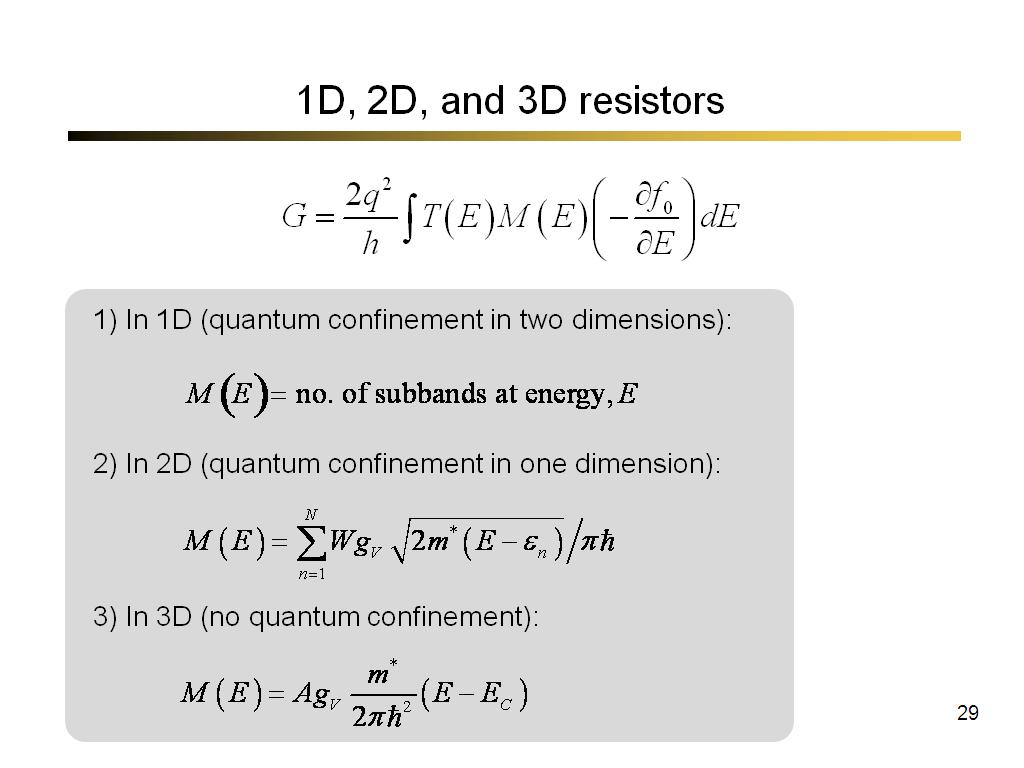 1D, 2D, and 3D resistors