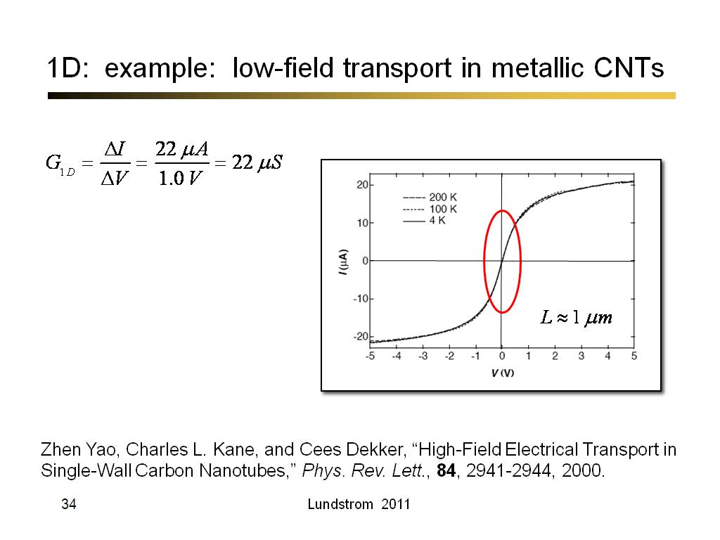 1D:  example:  low-field transport in metallic CNTs