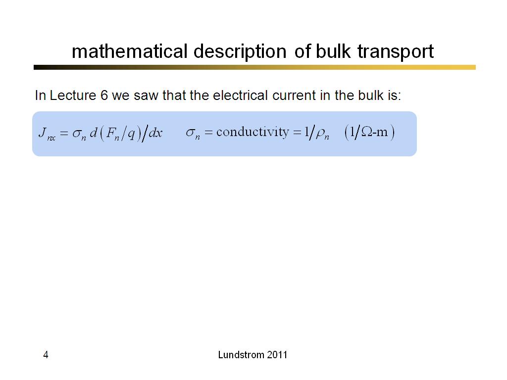 mathematical description of bulk transport