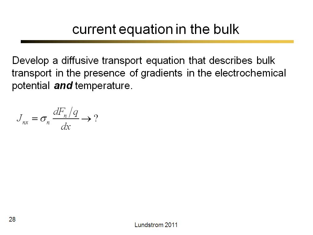 current equation in the bulk