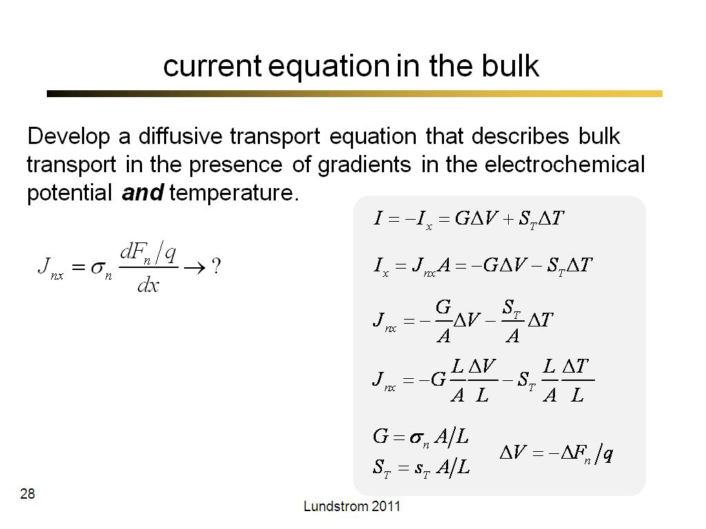 current equation in the bulk