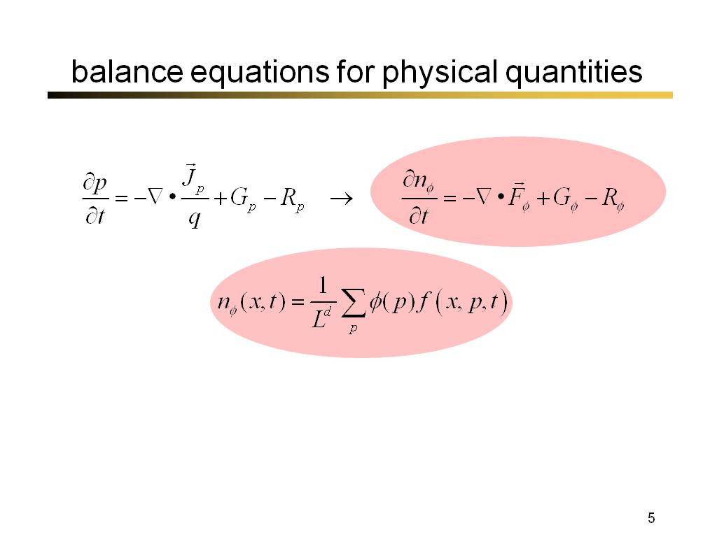balance equations for physical quantities