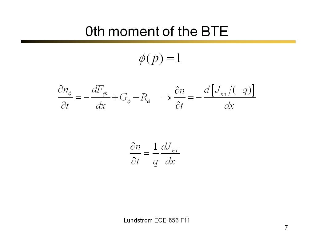 0th moment of the BTE