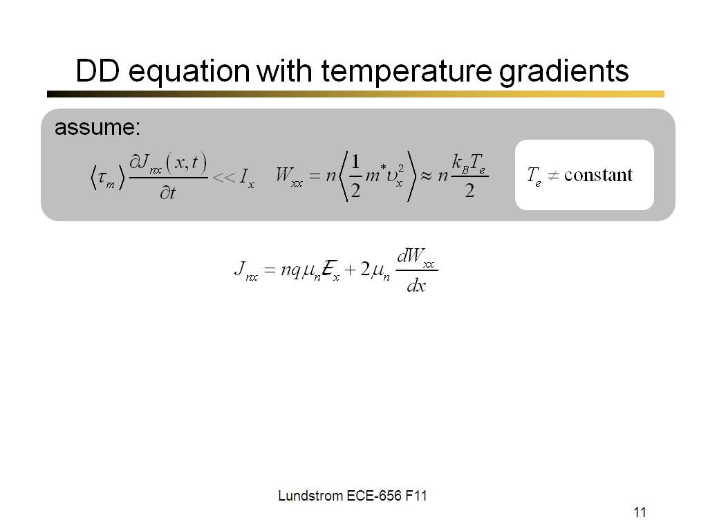 DD equation with temperature gradients
