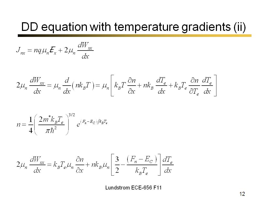 DD equation with temperature gradients (ii)