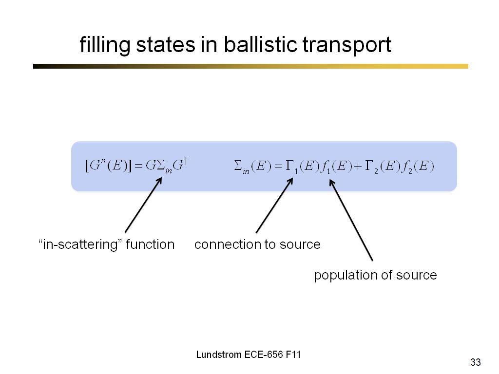 filling states in ballistic transport