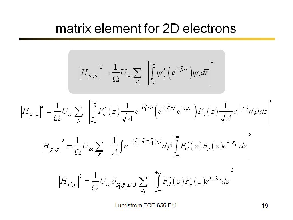 matrix element for 2D electrons