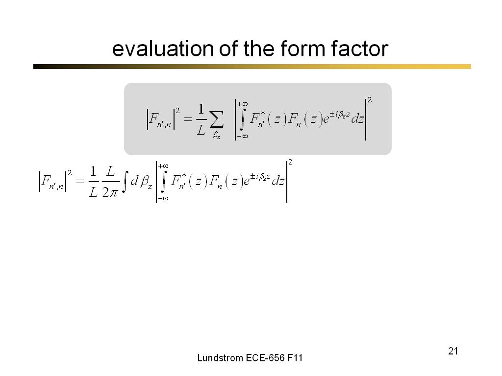 evaluation of the form factor