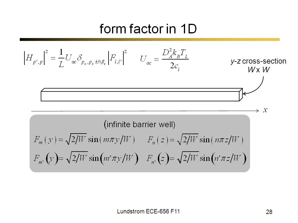 form factor in 1D