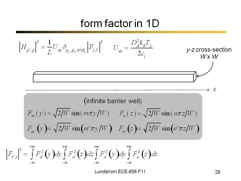 form factor in 1D