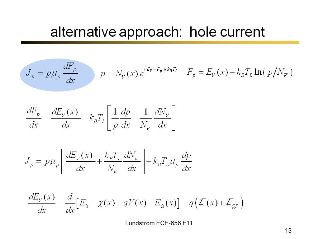 alternative approach: hole current