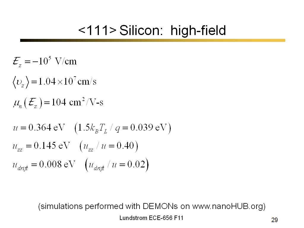 <111> Silicon: high-field