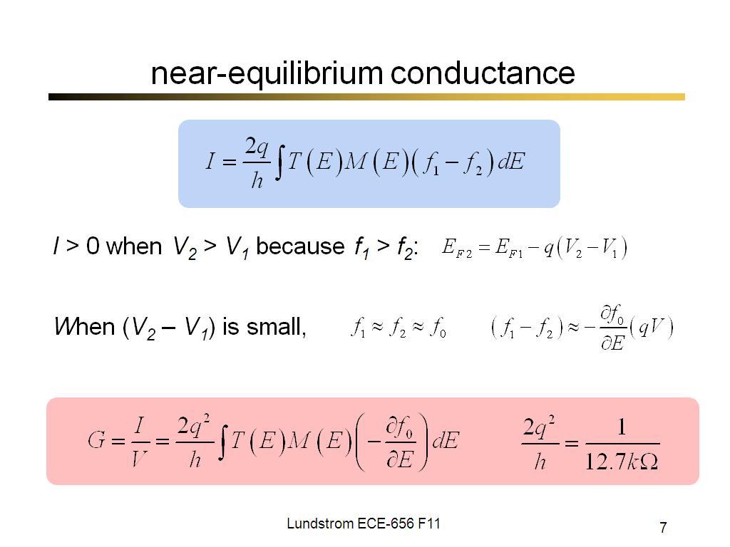 near-equilibrium conductance