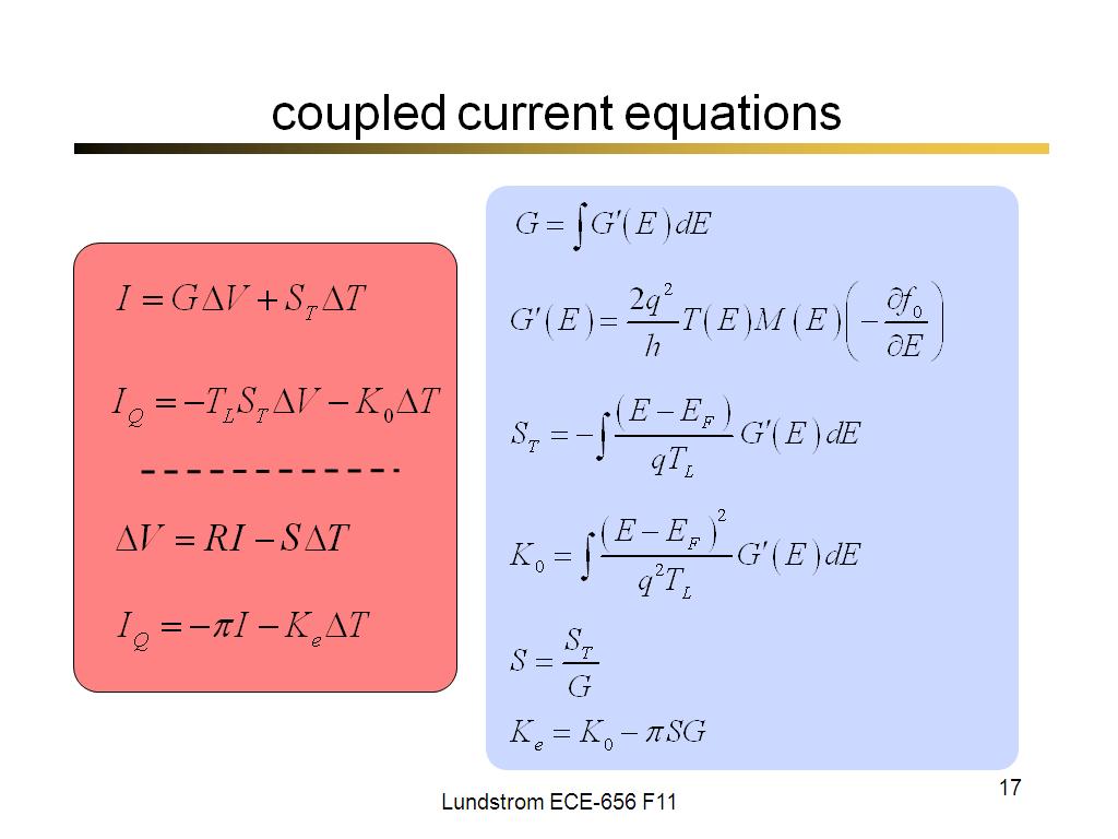coupled current equations
