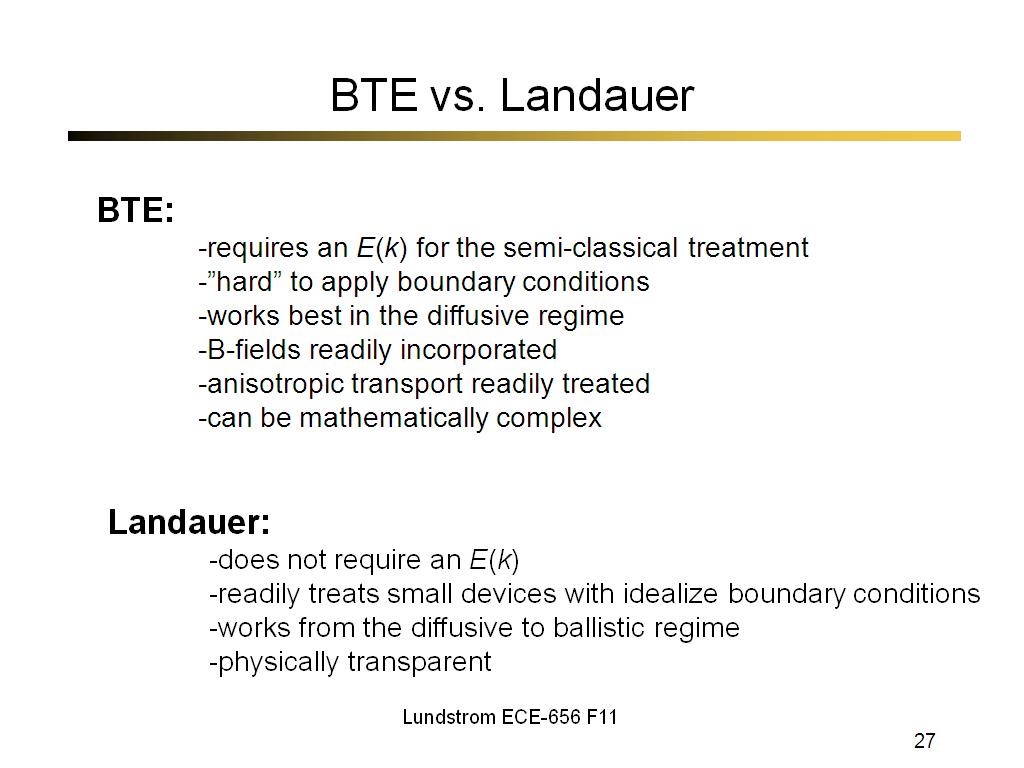 BTE vs. Landauer