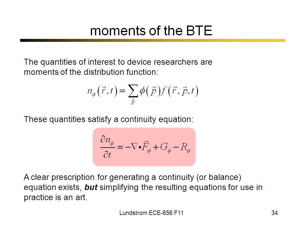 moments of the BTE