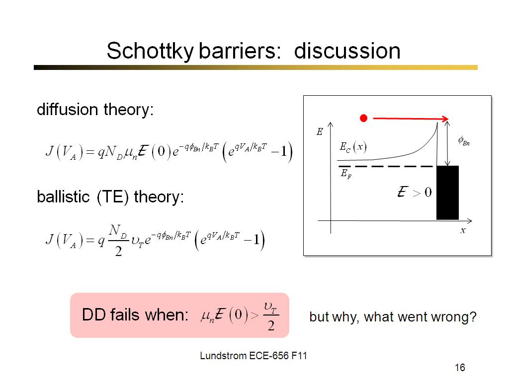 Schottky barriers: discussion