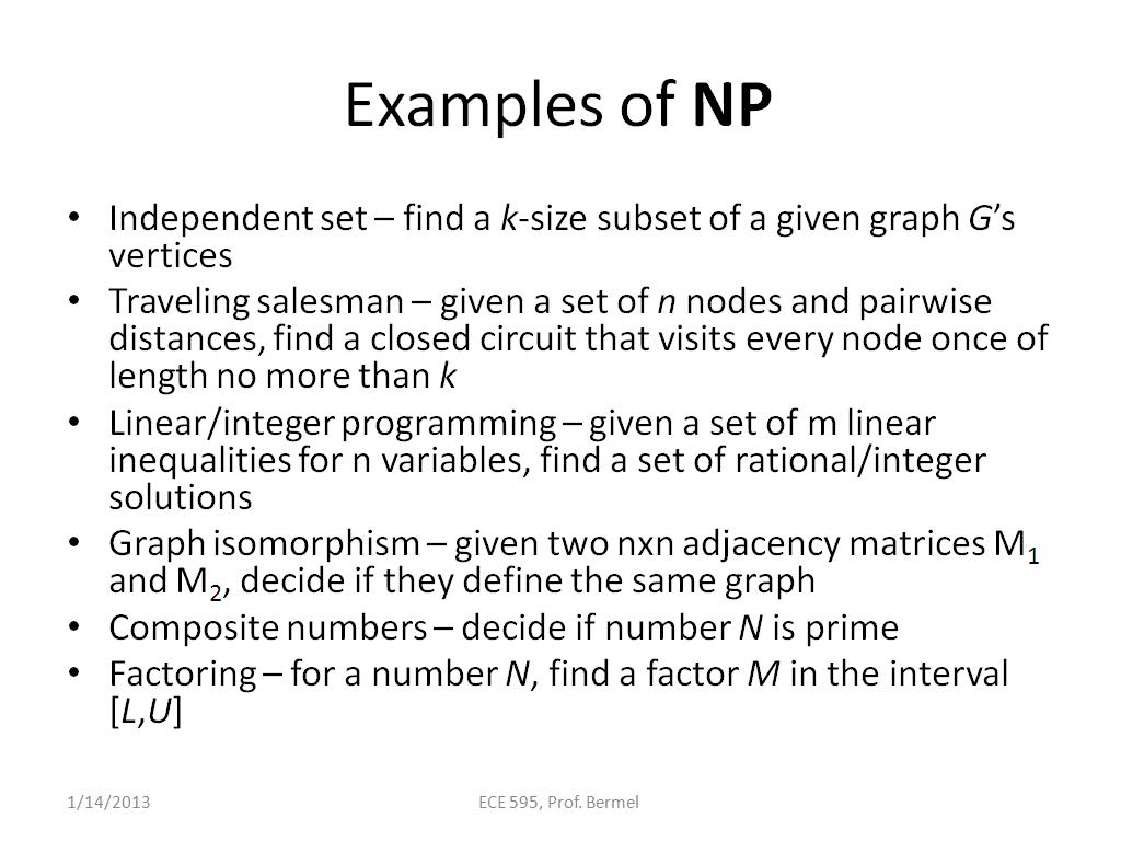 Examples of NP