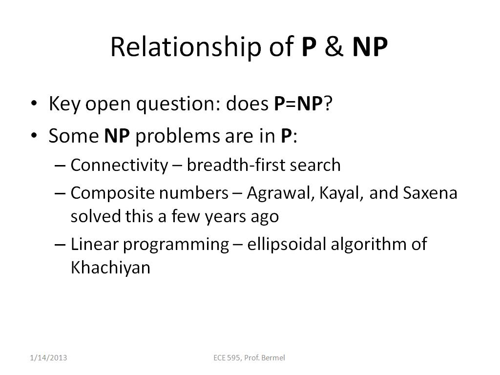 Relationship of P & NP