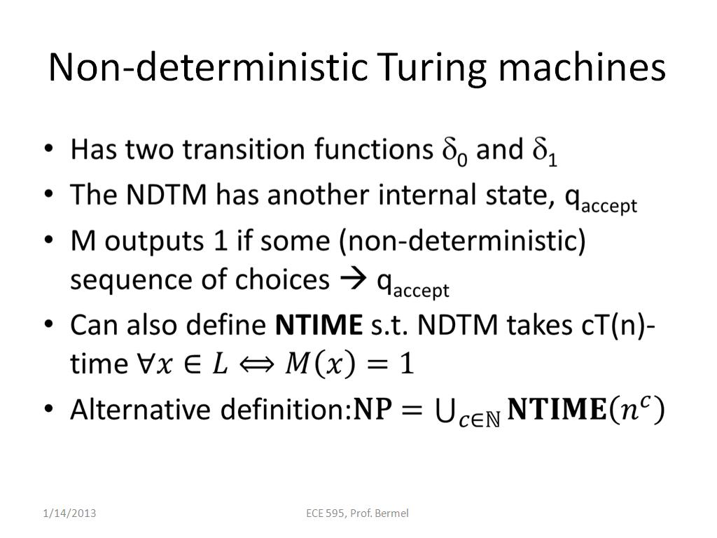 Non-deterministic Turing machines