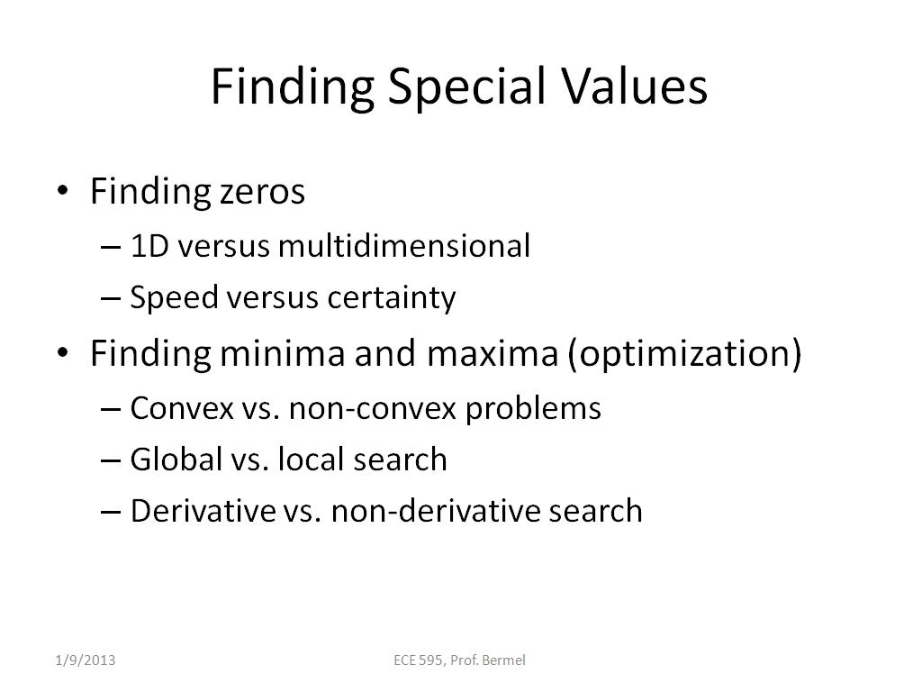 Finding Special Values