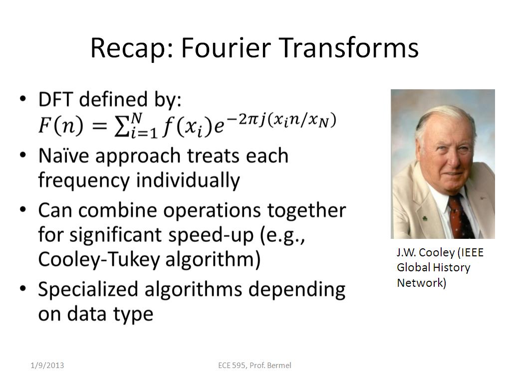 Recap: Fourier Transforms