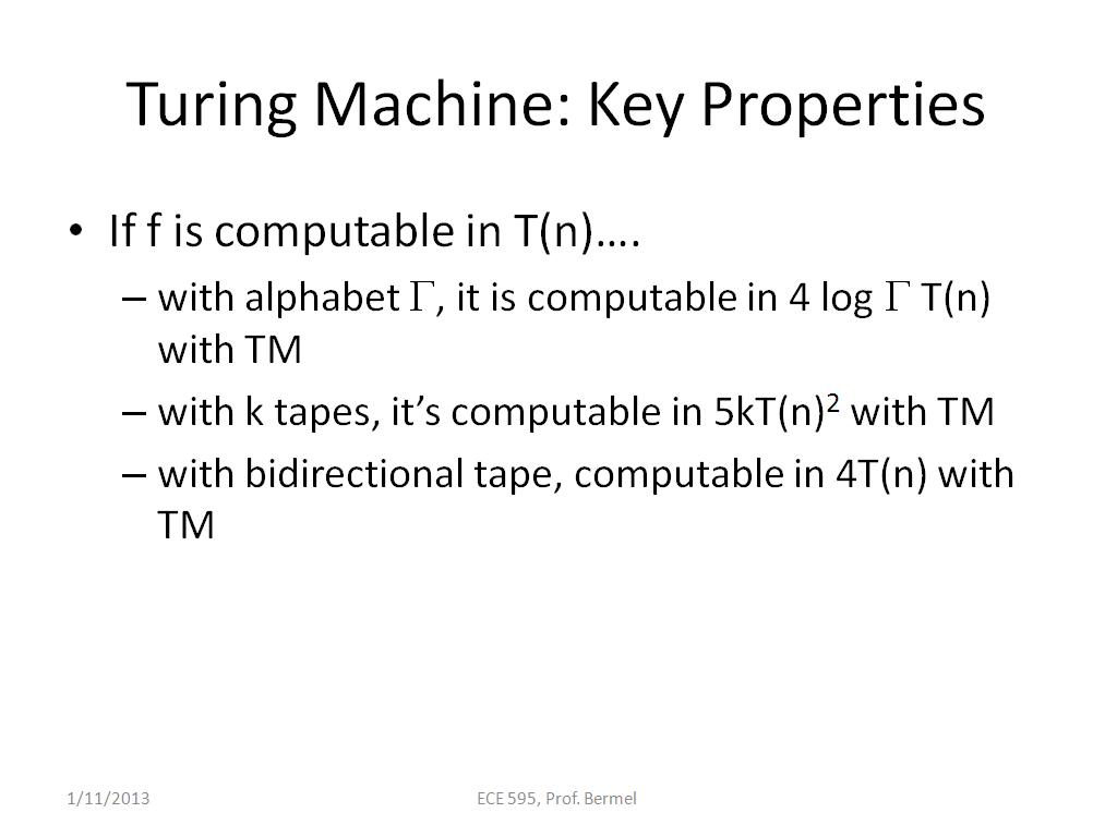 Turing Machine: Key Properties
