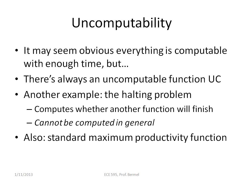Uncomputability