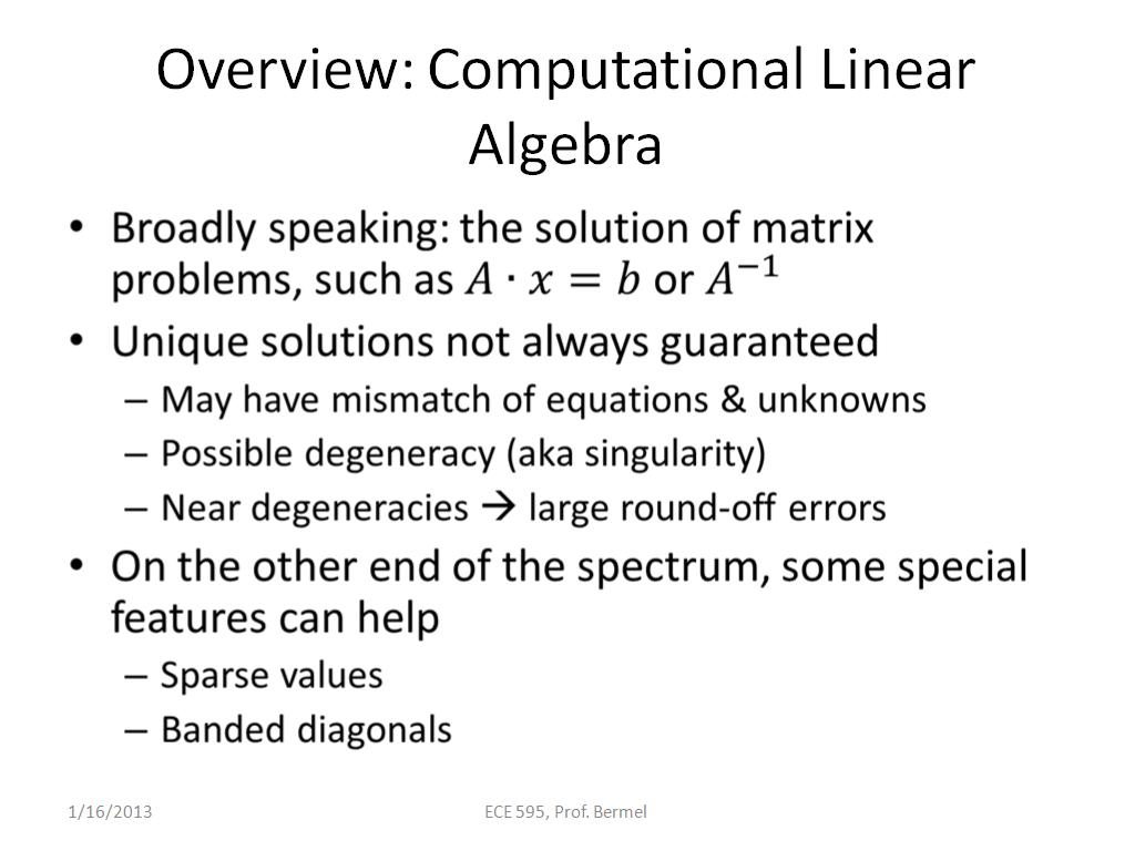 Overview: Computational Linear Algebra