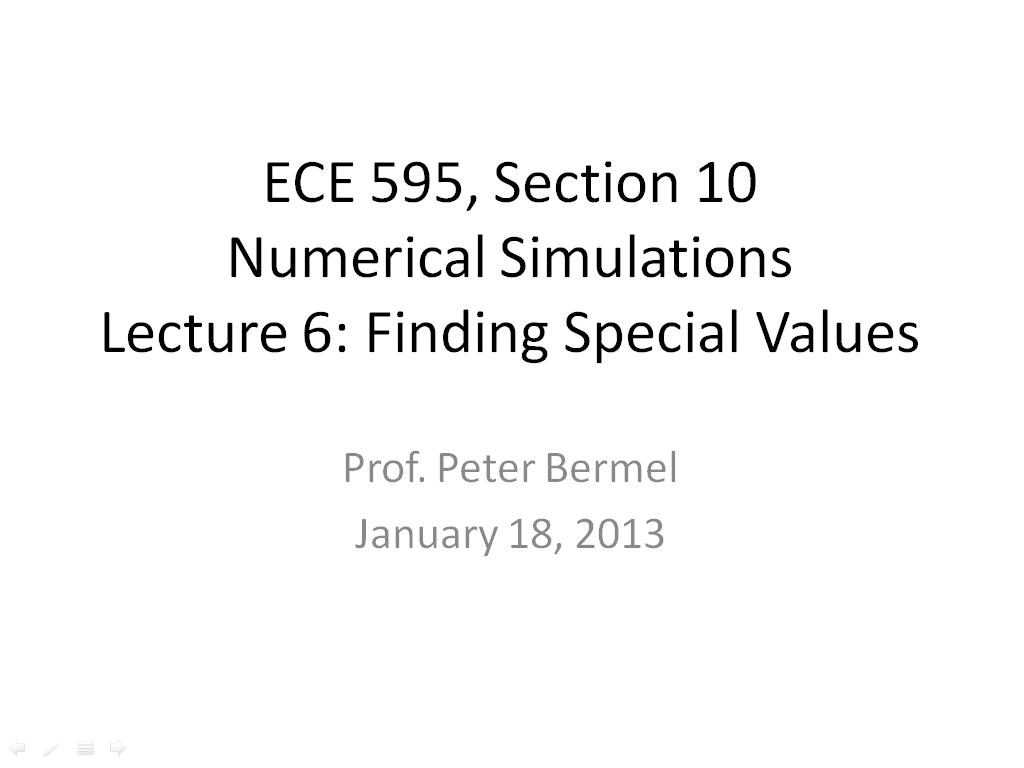 Lecture 6: Finding Special Values