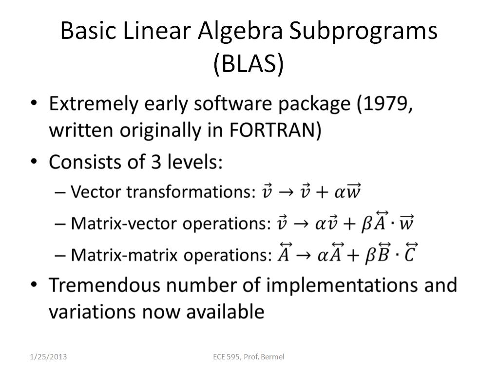 Basic Linear Algebra Subprograms (BLAS)