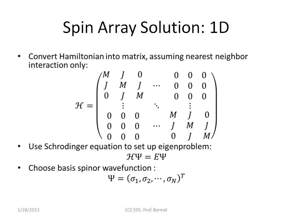 Spin Array Solution: 1D
