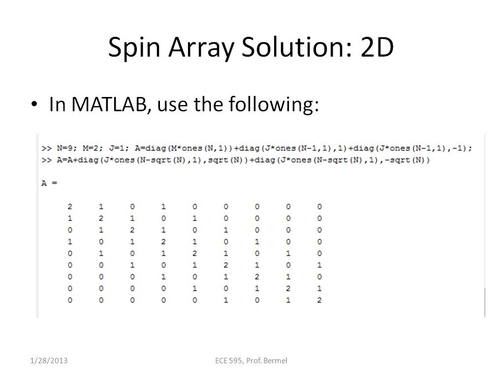 Spin Array Solution: 2D