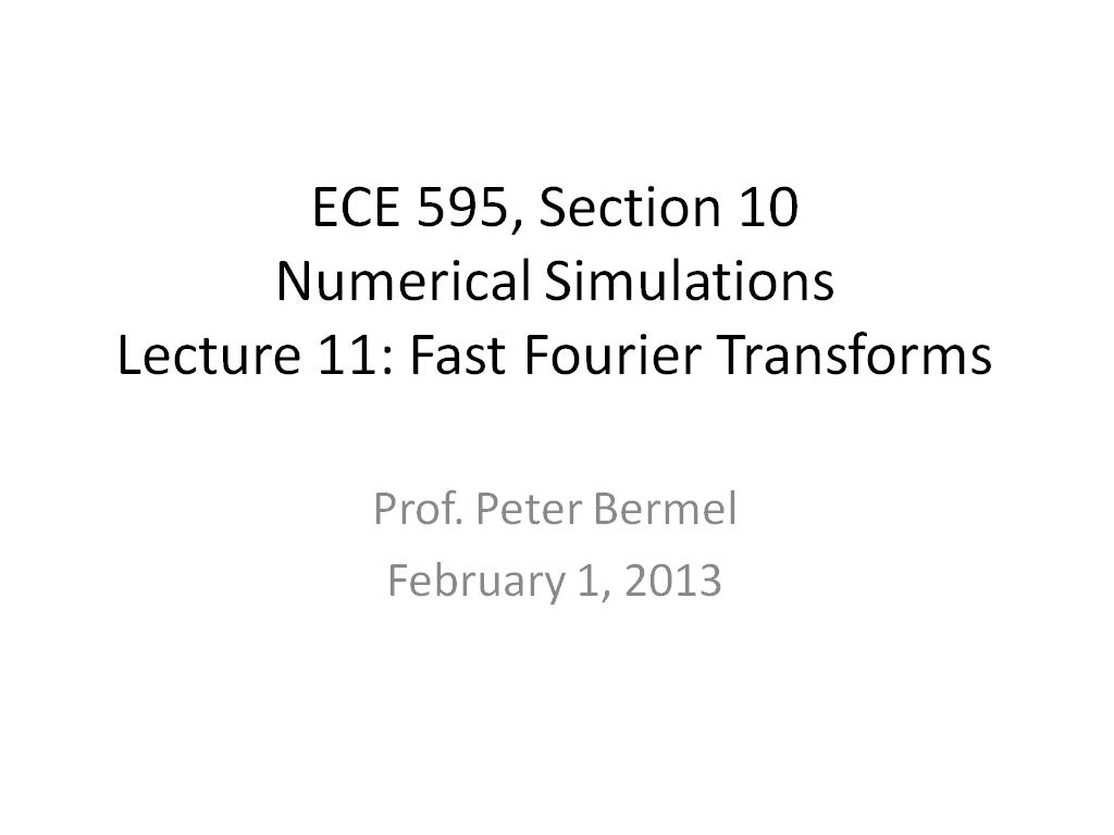Lecture 11: Fast Fourier Transforms