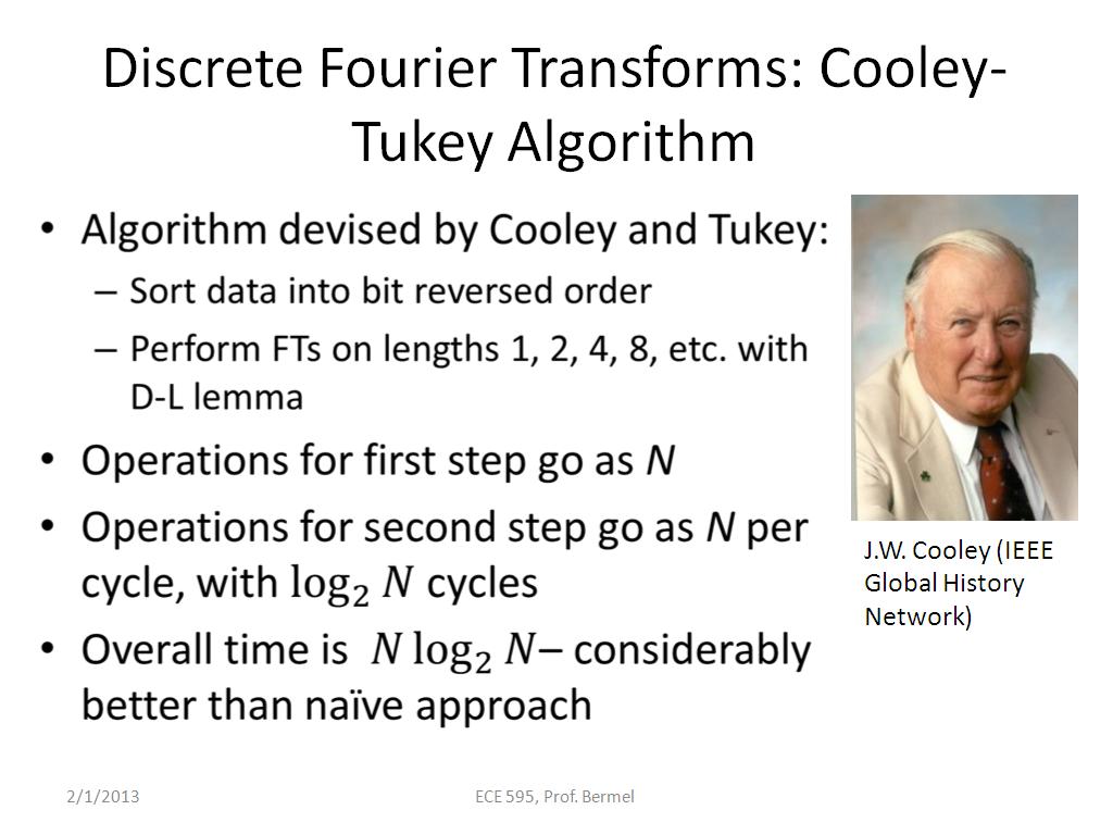 Discrete Fourier Transforms: Cooley-Tukey Algorithm