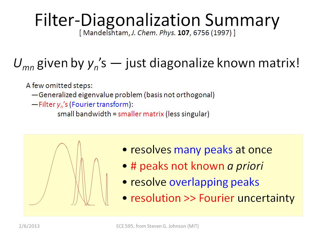 Filter-Diagonalization Summary