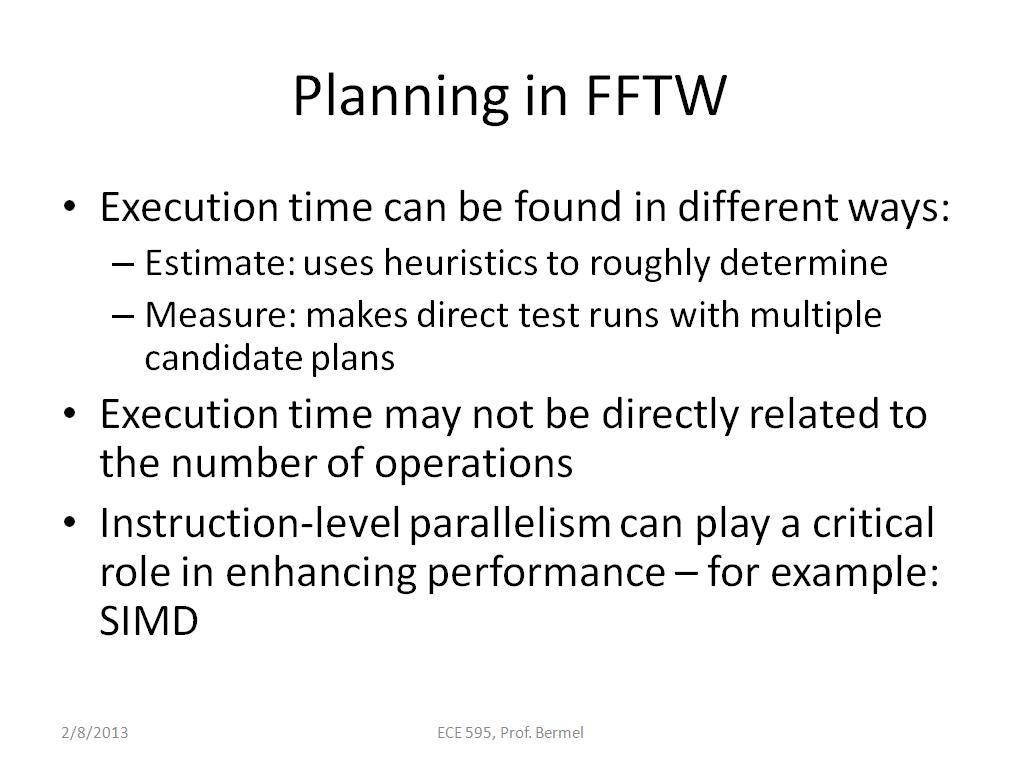 Planning in FFTW