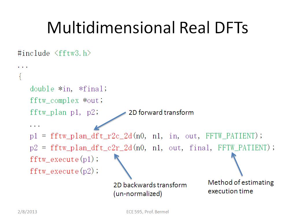 Multidimensional Real DFTs